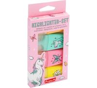 Sheepworld Highlighter Set with Unicorn Motif, Gift Set, 4 Small Highlighters in Pastel Colours, in Gift Box, Gift for Girls, Children's Birthday, School, Crafts, 74914