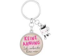 Sheepworld Key Ring with Saying "Keine Ahnung", Pendant with Key Ring for Bag or Backpack, Length 8 cm, Gift for Girlfriend, Colleague, 74851