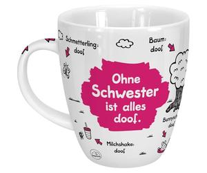 Sheepworld Mug Without Sister is Everything Doof | Porcelain, 45 cl | Porcelain Mug for Coffee and Tea, Cup with Saying | 45139