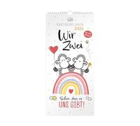 Sheepworld Partnerplaner 2025: Wir Zwei. Schön, dass es uns gibt.. Wandkalender mit zwölf Monatsseiten mit 4 Spalten zum Planen, Spiralbindung, inklusive Stickerbogen mit 250 Aufklebern.
