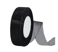 Sheer Black Organza Chiffon Ribbon 25mm for Gift Wrapping,45m Clear Chiffon Ribbon Hair Ribbon Birthday Gift Wrap Ribbon Halloween Ribbon Organza for Crafting,Making Wreath Bows,Wedding Decorations