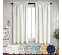 Sheer Curtains 54 Inch Length,Light Filtering Rod Pocket Muslin Natural Linen Curtain 54 Inches Long for Master Bedroom Sunroom Farm House Kitchen 2 Panels Set,Cream