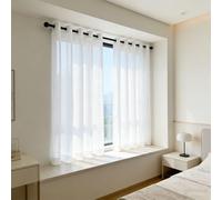 Sheer Curtains 70x80 cm with Soft Eyelets for Living Room & Bedroom Semi-Transparent White Window Drapes Elegant Home Decor Lightweight & Easy to Hang