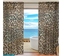Sheer Curtains Animal Leopard Print Pattern Window Voile Curtain Drapes for Living Room Bedroom Kitchen Home Decor 55x84 inches, 2 Panels
