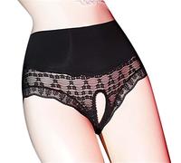 Sheer High Waist Underwear for Women See Through Slutty Underpants Soft Panties Tummy Control C Section Cute Tangas Naughty Lace Full Coverage Crotchless Lingerie Panties Hipsters Black