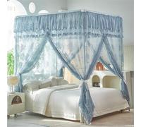 Sheer Jacquard Lace Canopy Bed Curtains with 4 Corner Posts, Elegant Dustproof Top Cover for Bedroom Decor, Queen Size, Romantic Pink