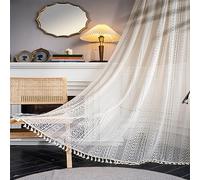 Sheer Linen Curtains for Living Room Modern Semi-Transparent Voile Drapes Natural Indoor Window Treatments for Bedroom & Living Spaces Rice Effect Tie-Back 150x240cm