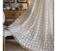 Sheer Linen Curtains for Living Room Modern Semi-Transparent Voile Drapes Natural Indoor Window Treatment for Bedroom & Living Room with Diamond Hook Effect 150x270cm