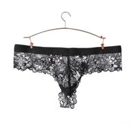 Sheer Men's Underwear G-String Sissy Panties Pink(Black M)