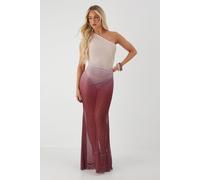 Sheer Ombre Diamante Embellished One Shoulder Maxi Dress MissPap Berry 8