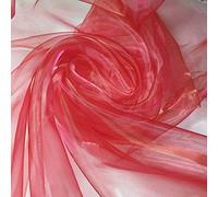Sheer Organza Fabric Voile Drape Curtain, Wedding Fabric 150cm Organdie by Meter (25+ Colours) (Red, 2 Meter)