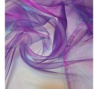 Sheer Organza Fabric Voile Drape Curtain, Wedding Fabric Semi Transparent 100% Polyester Dress Craft Fabric Material 58" - 150 cm Wide Sold As 1 Meter Pre - Cut Lengths (Purple)