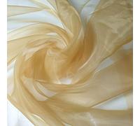 Sheer Organza Fabric Voile Drape Curtain, Wedding Fabric Semi Transparent 100% Polyester Dress Craft Fabric Material 58" - 150 cm Wide Sold As 1 Meter Pre - Cut Lengths (Golden)