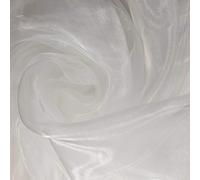 Sheer Organza Fabric Voile Drape Curtain, Wedding Fabric Semi Transparent 100% Polyester Dress Craft Fabric Material 58" - 150 cm Wide Sold As 1 Meter Pre - Cut Lengths (White)