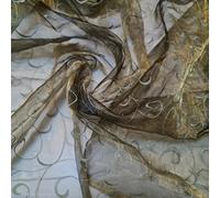Sheer Organza Fabric Voile Drape Curtain, Wedding Fabric Semi Transparent 100% Polyester Dress Craft Fabric Material 58" - 150 cm Wide Sold As 1 Meter Pre - Cut Lengths (Olive Green (Embroidered))