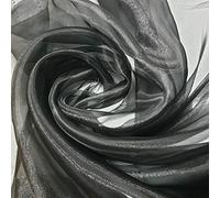 Sheer Organza Fabric Voile Drape Curtain, Wedding Fabric Semi Transparent 100% Polyester Dress Craft Fabric Material 58" - 150 cm Wide Sold As 1 Meter Pre - Cut Lengths (Black)