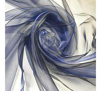 Sheer Organza Fabric Voile Drape Curtain, Wedding Fabric Semi Transparent 100% Polyester Dress Craft Fabric Material 58" - 150 cm Wide Sold As 1 Meter Pre - Cut Lengths (Navy Blue)