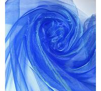 Sheer Organza Fabric Voile Drape Curtain, Wedding Fabric Semi Transparent 100% Polyester Dress Craft Fabric Material 58" - 150 cm Wide Sold As 1 Meter Pre - Cut Lengths (Royal Blue)