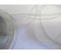 Sheer Organza Ribbon - 25 metre rolls - Silver - 7mm