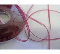 Sheer Organza Ribbon - 50 metre rolls -Burgundy- 3mm