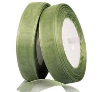 Sheer Organza Ribbon for Gift Wrapping, Wedding and Crafting, Sage Green, 15mm x 60 Metres, 2 Rolls (Green)