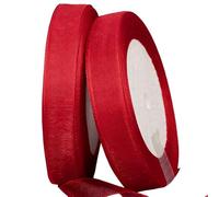 Sheer Organza Ribbon for Gift Wrapping, Wedding and Crafting, Sage Green, 15mm x 60 Metres, 2 Rolls (Red)