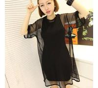 Sheer Polyester Loose Blouse Hong for kong Style Fashion Sheer