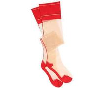 Sheer Silk Thigh High Stockings Contrast Top Cuban Heel Nylon Long Socks Backseam Seamed Stockings, Red Edge Skin, Small-XX-Large