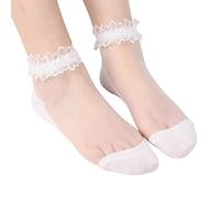 Sheer Socks Casual Mesh Lace Socks for Women Flower See Through Ankle Socks Summer Transparent Socks for Women Girls Non Slip Grip Pilates Thick Ankle