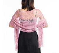 Sheer Tulle Lace Shawl 185cm Wedding Wrap for Women(Shocking Pink)