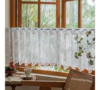 Sheer White Curtains Short Black Out Curtain for Small Window White Sheer Curtain Bathroom Window Curtains Short Small Cafe Curtains Light Filtering Rod Pocket Voile Cafe Curtains. ( Size : Pave size