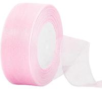 Sheer Wide Baby Pink Organza Chiffon Ribbon 38mm for Gift Wrapping, 45m Clear Chiffon Hair Ribbon for Birthdays, Weddings & Crafts
