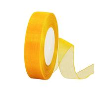 Sheer Yellow Organza Chiffon Ribbon 20mm for Gift Wrapping, 45m Clear Chiffon Hair Ribbon for Birthdays, Weddings & Crafts