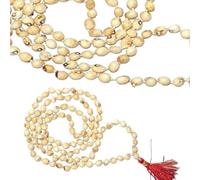 Sheeravi Collection Natural Original White Gunja Ratti Chirmi Mala Necklace with Tassel Natural Rosary Jaapmala for Meditation Mantra Chanting & Pooja Astrology for Men & Women 108+1 Beads
