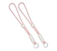 SheerFaring 2 Wrist Straps for Ski Gloves, Wrist Straps, Straps, Elastic Cord, Adjustable, Anti-loss Loops for Snowboarding, Pink White