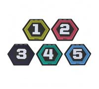SheerFaring Agility Training Marker Hexagonal Exercise Marker Disc Numbered Large Print Concentric Border Lines TPE Flexible Grip suitable for speed training, 1-5