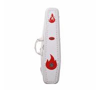 SheerFaring Billiard Gothic Casket Shape Cue Bag Holder Carrying Case with Studded Rivets Flame Patches Adjustable Shoulder Straps Suitable for Travel Tournament Practice, White