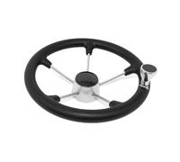 SheerFaring Boat Steering Wheel Ergonomic Grip Stainless Steel Stable Direction Simple Installation Suitable for Use on Marine Fishing, 35cm with Handle