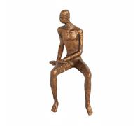 SheerFaring Bronze Figurine Iron Thinker Statue Abstract Artistic Human Figure Contemporary Desk Ornament Calm Mood Suitable for Lobby Reading Corner, Yellow Bronze