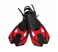 SheerFaring Diving Fins Short Snorkel Flippers Swim Fins Training Flippers With Adjustable Open Heel Soft Lightweight PP TPE Construction Suitable for snorkeling , Red , Xs