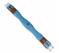 SheerFaring Equestrian Girth Padded Shaped Strap With Elastic Ends Secure Buckle D Loop For Extra Gear Comfortable Profile suitable for riding lessons tack , Blue , 90