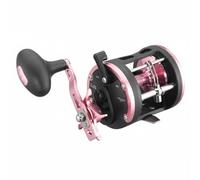 SheerFaring Fishing Reel Drum Saltwater Trolling Reel Metal Spool Line Counter Single Handle Strong Drag Smooth Retrieve Resistant Build suitable for outings, Pink, Right Hand