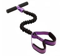 SheerFaring Fitness Resistance Band Pedal Puller Exercise Band Sit Up Assist TPE Body With Cushioned Hand Grip and Stable Foot Loops adjustable pull for full body, Black Purple