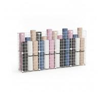 SheerFaring Iron Storage Basket Exercise Mat Organizer Rack Holder With Space Saving Vertical Storage And Wire Grid Panels With, White, Medium Size, 4 Columns, 2 Layers, 124x32x62cm