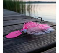 SheerFaring Vibrating Jig Artificial Bait Bladed Jig Enhanced Vibration 3D Eyes Silicone Skirt Suitable for Bass Targeting Freshwater Saltwater, Pink, 14G