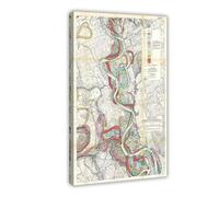 Sheet 13 - Fisk Mississippi River Meander Belt Map - Ancient Courses of The Mississippi River Geological Map Canvas Art Poster And Wall Art Picture Pr