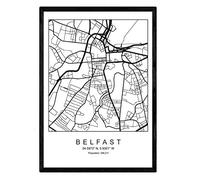 Sheet Belfast city map Nordic style black and white. A3 size poster Printed paper No 250 gr. Paintings, prints and posters for living room and bedroom