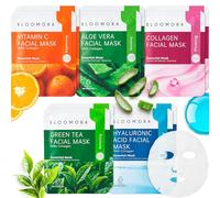 Sheet Face Mask 10 Pack, Mixed Collagen Formula, Hydrating for Radiant Skin | Includes Five Different Variants, Two of Each, Use 15 to 20 Minutes per Application