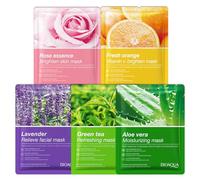 Sheet Face Mask 5 PCS,Pure Natural Plant Extracts,Hydrating, Moisturizing,Deep Cleansing Pores,Nourishing, Anti-aging,Sheet Masks Multipack for All Skin Types Face Masks Skincare (SET2 5 PCS)