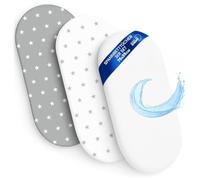 Sheet for Moses Basket Bassinet Crib and Fitted Set of 3: 35x75 cm - 2x Sheets + 1x Waterproof Mattress Protector Set Pram Bed Baby Cot Liner Cover Breathable 35 x 75